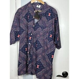 Wes and Willy Mens College Hawaiian Shirt  Vintage fighting Illini XXL NWT